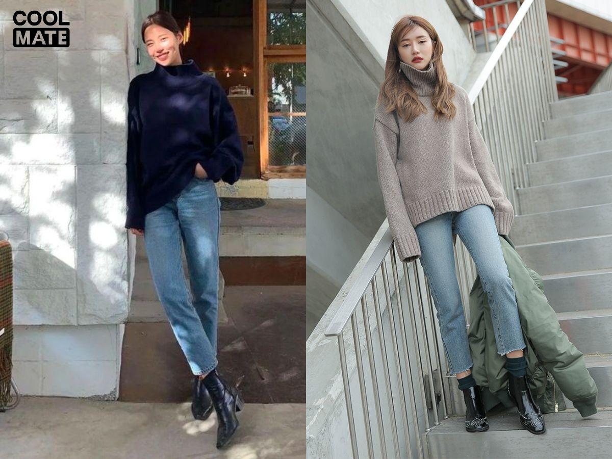 Phối đồ thoải mái cùng quần jeans