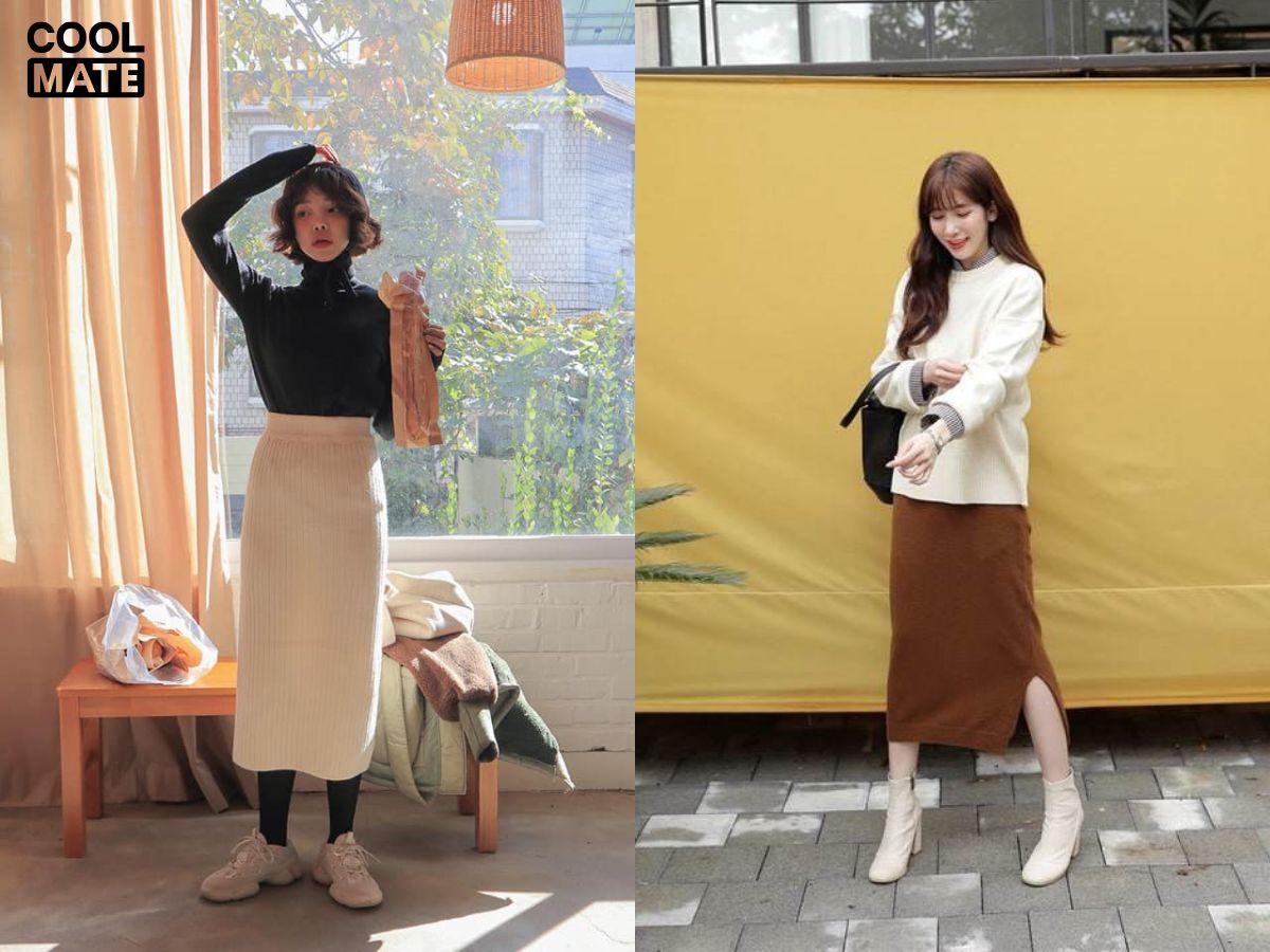 Phối đồ ấm áp nhưng vẫn sành điệu cùng váy len