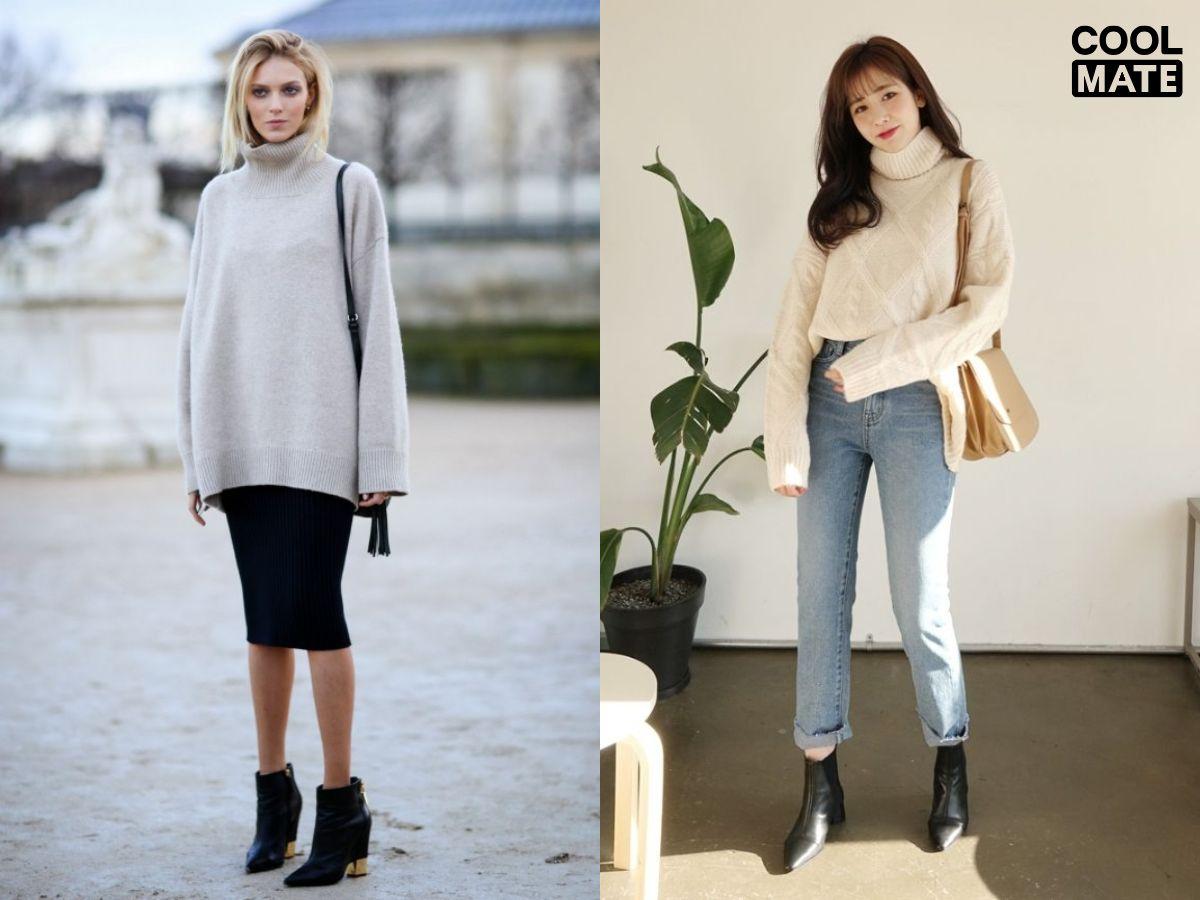Phối đồ ấn tượng với áo len oversize