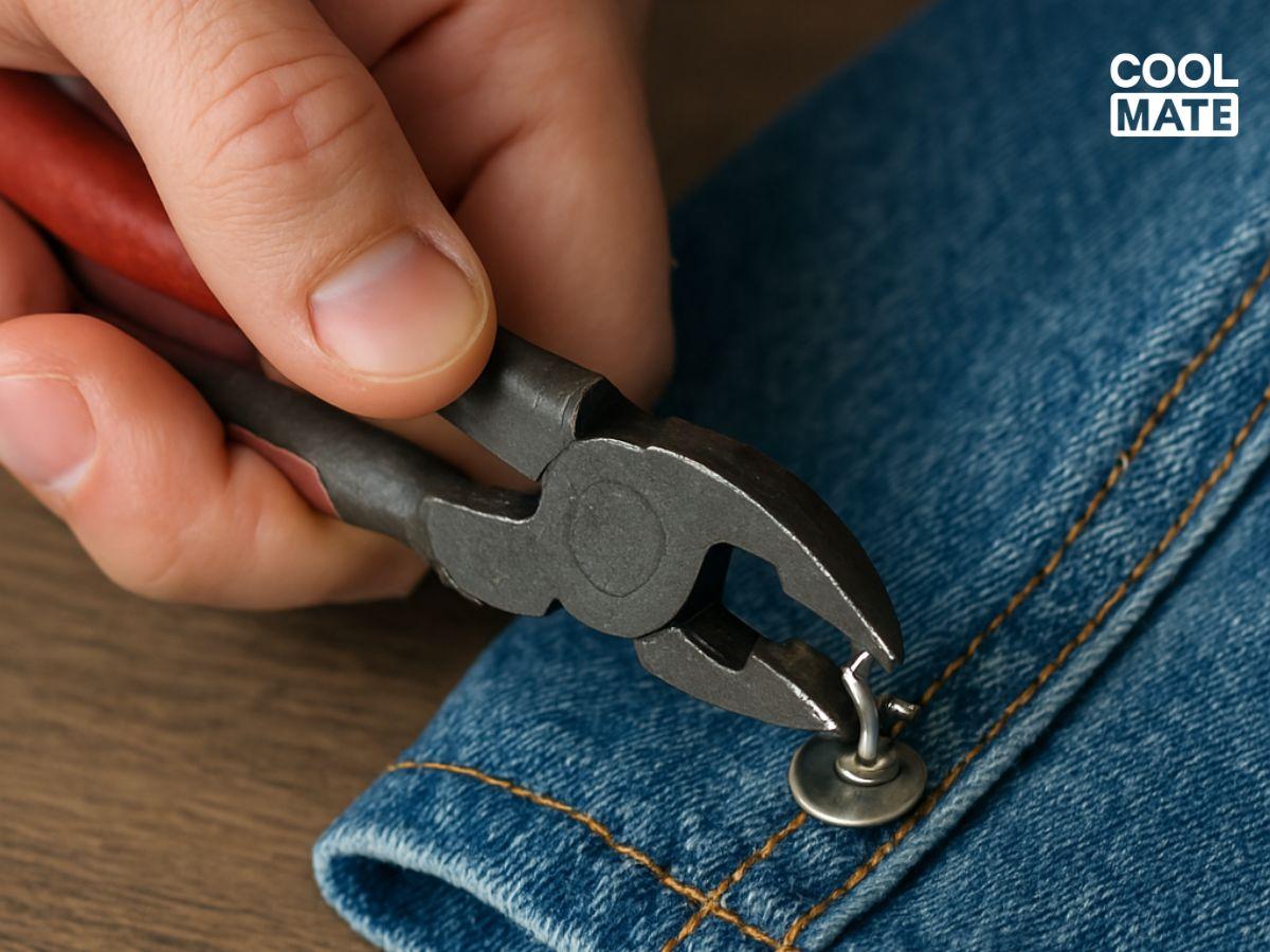 Kìm là vật dụng đơn giản sử dụng để tháo nút quần jeans