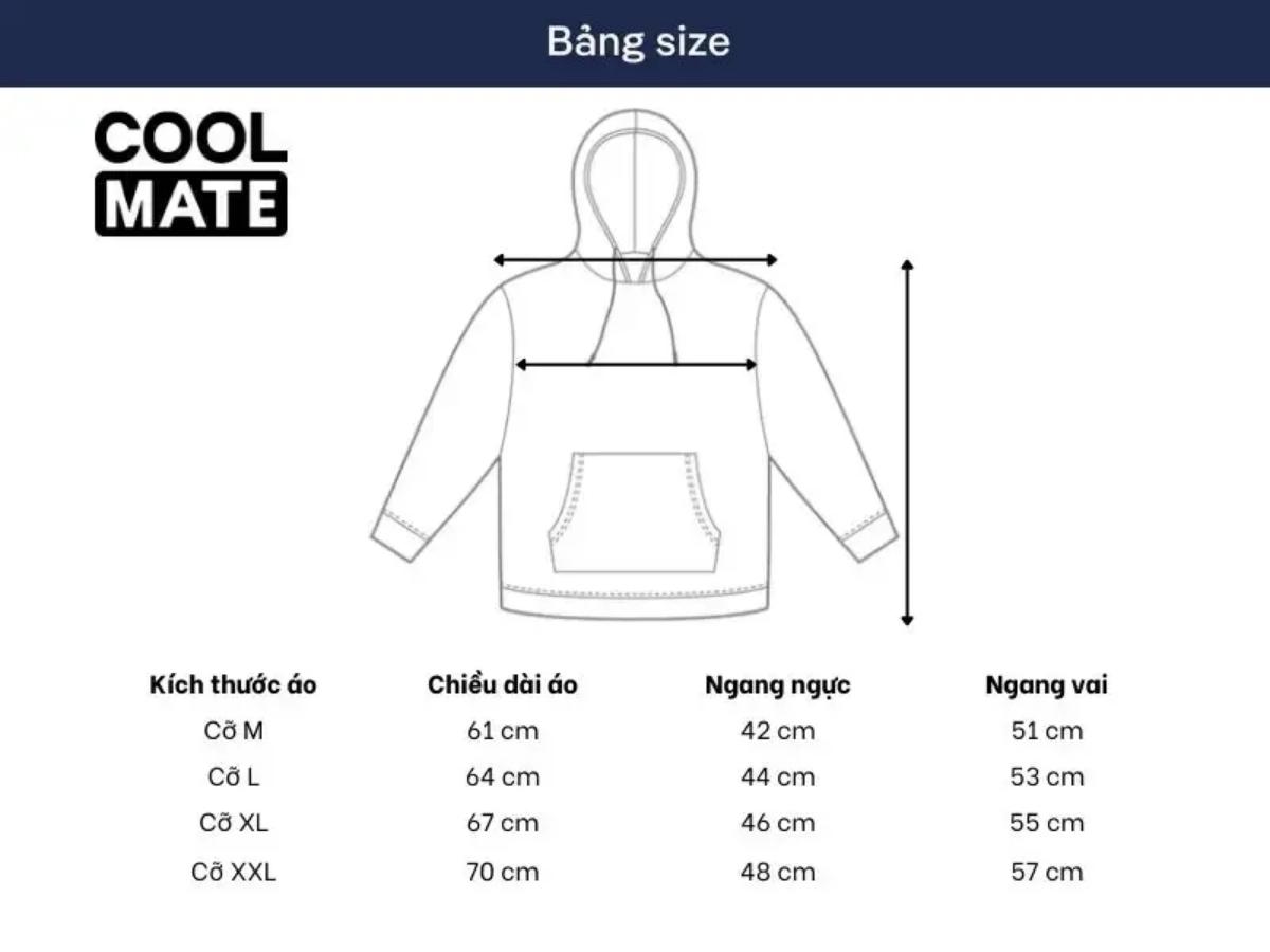 Bảng size áo hoodie Coolmate (Nam & Nữ)