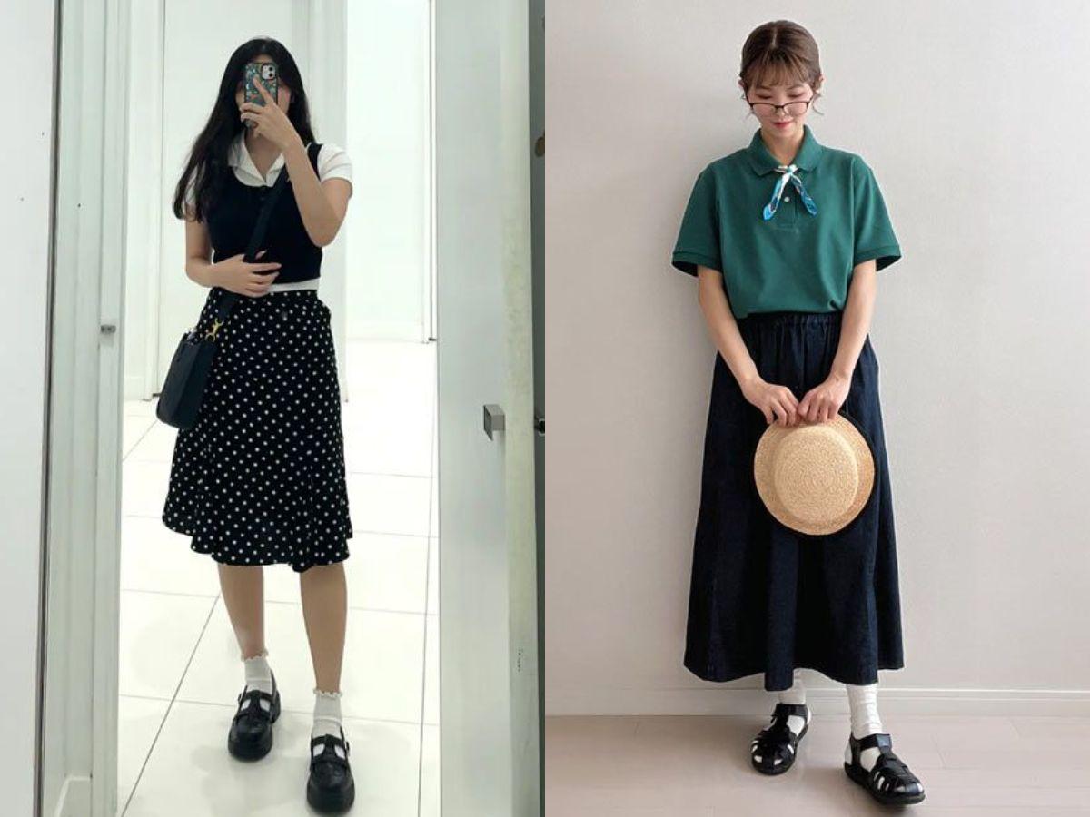 Một chiếc váy midi xòe nhẹ, có độ dài vừa phải giúp bạn trông cao ráo, thanh thoát hơn