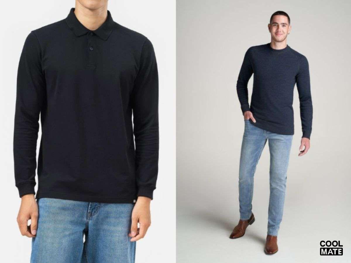 Cách phối áo thun tay dài nam đơn giản mà lịch lãm khi kết hợp với quần jeans