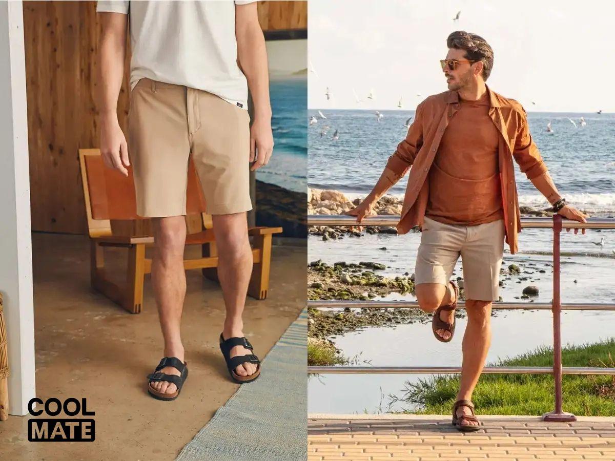Phối quần short với dép flip-flop hoặc sandal