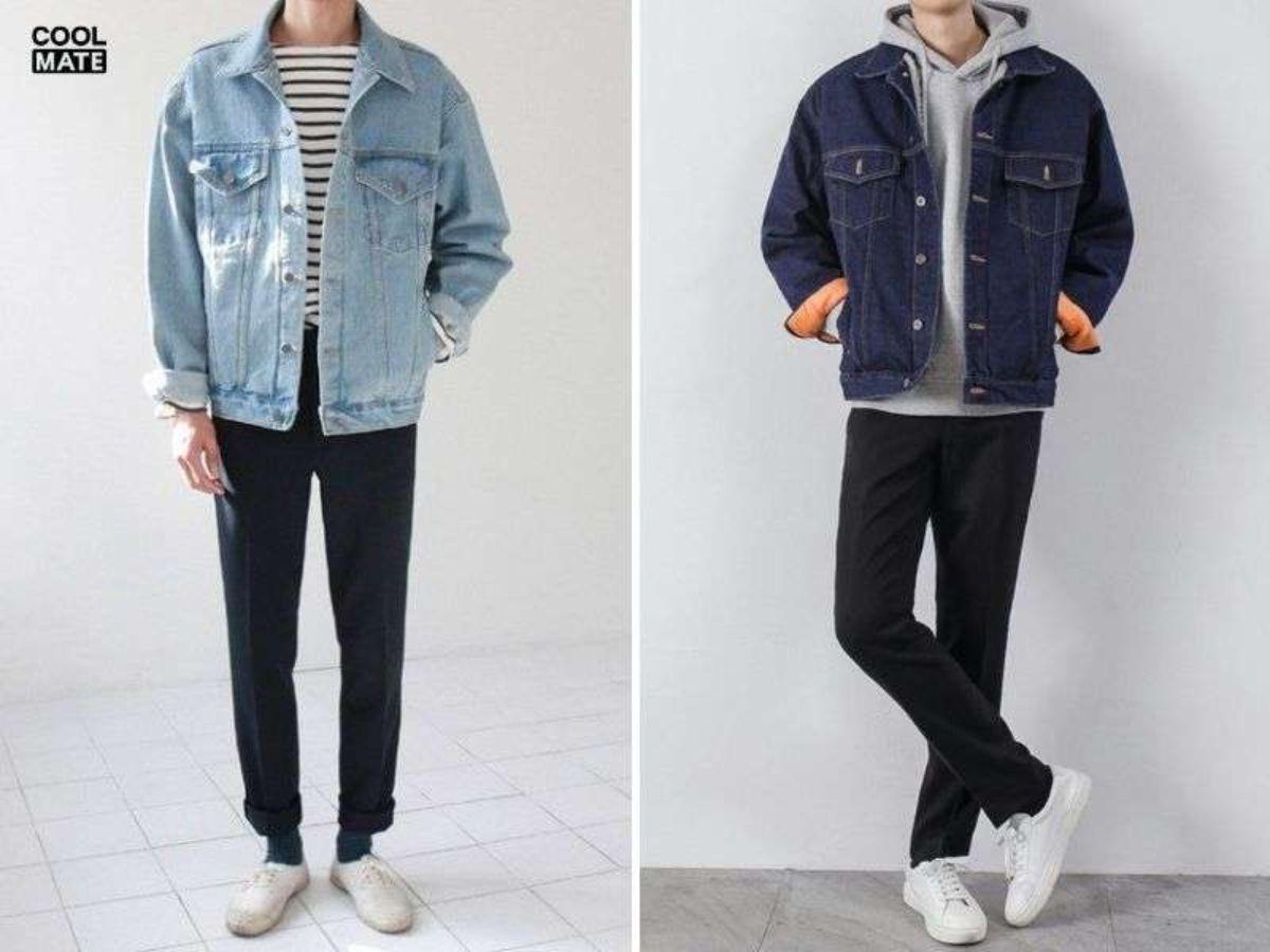 Đơn giản nhưng nổi bật với sự kết hợp của giày thể thao trắng với áo khoác jean