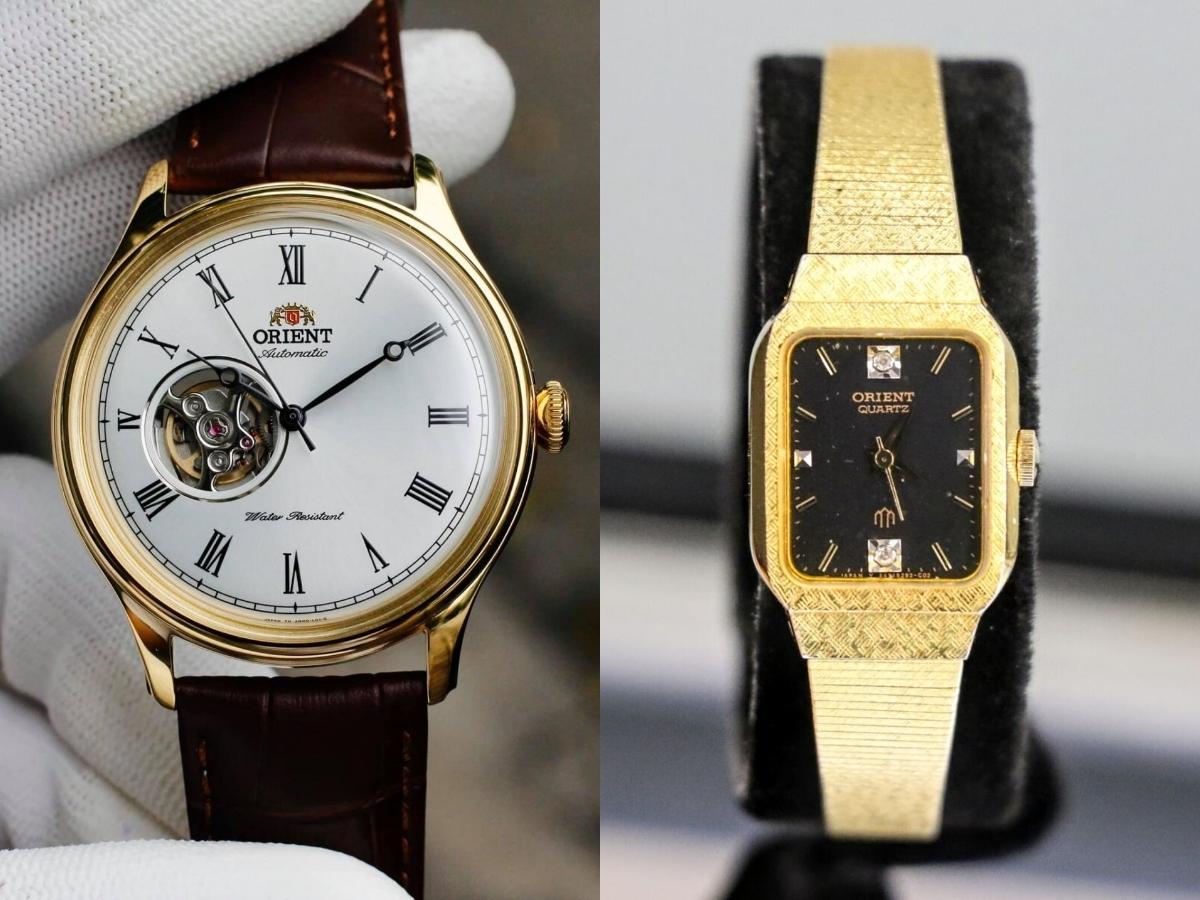 Orient nam dây kim loại, hai loại máy phổ biến nhất là Automatic (cơ tự động) và Quartz (pin)