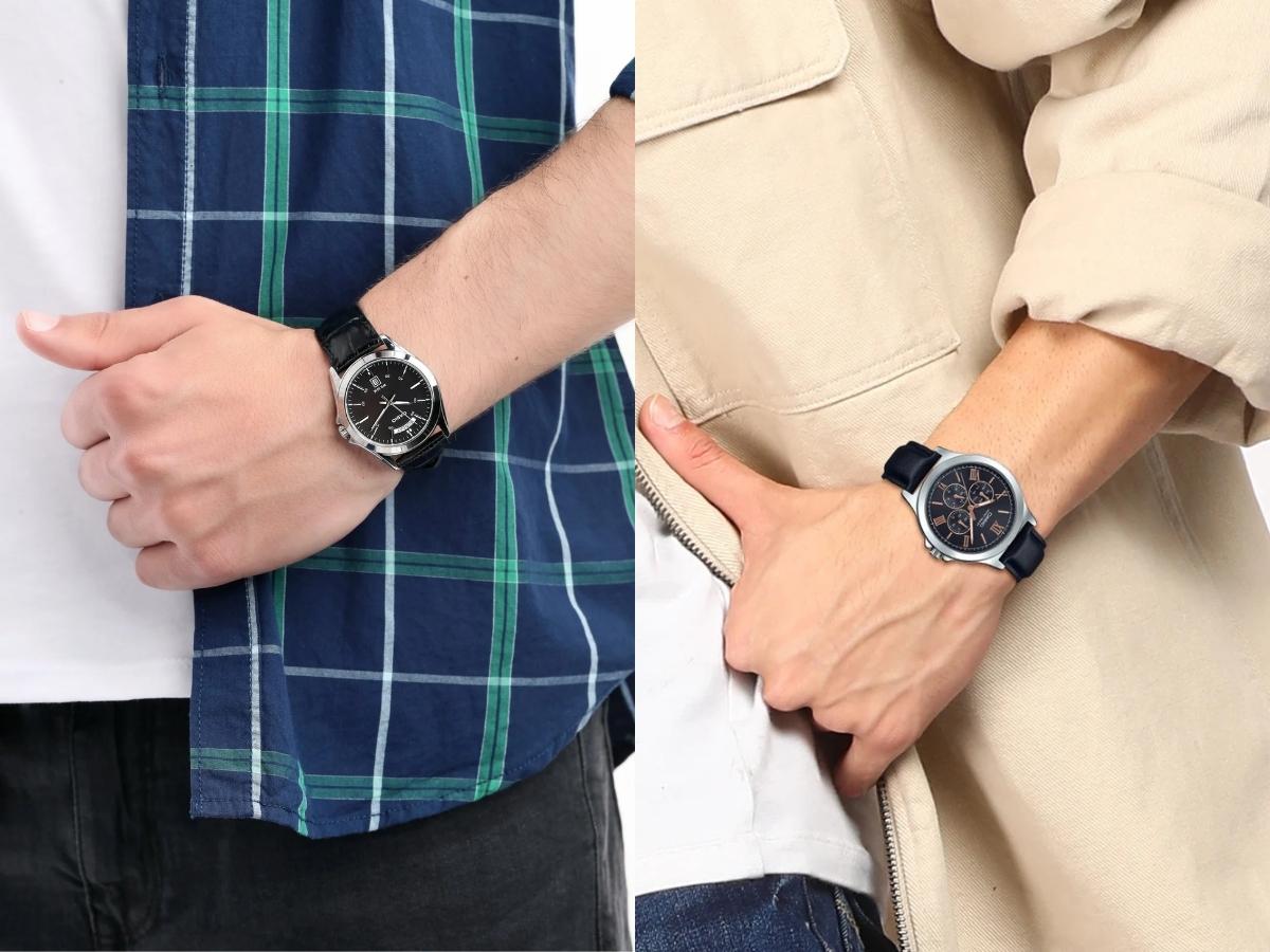 Đồng hồ dây da hoặc dây kim loại sẽ là điểm nhấn thanh lịch