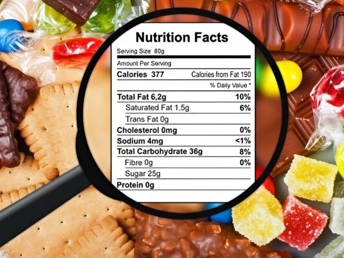 Các giá trị “Total Sugars” và “Added Sugars” thường hiển thị ở phần Nutrition Facts