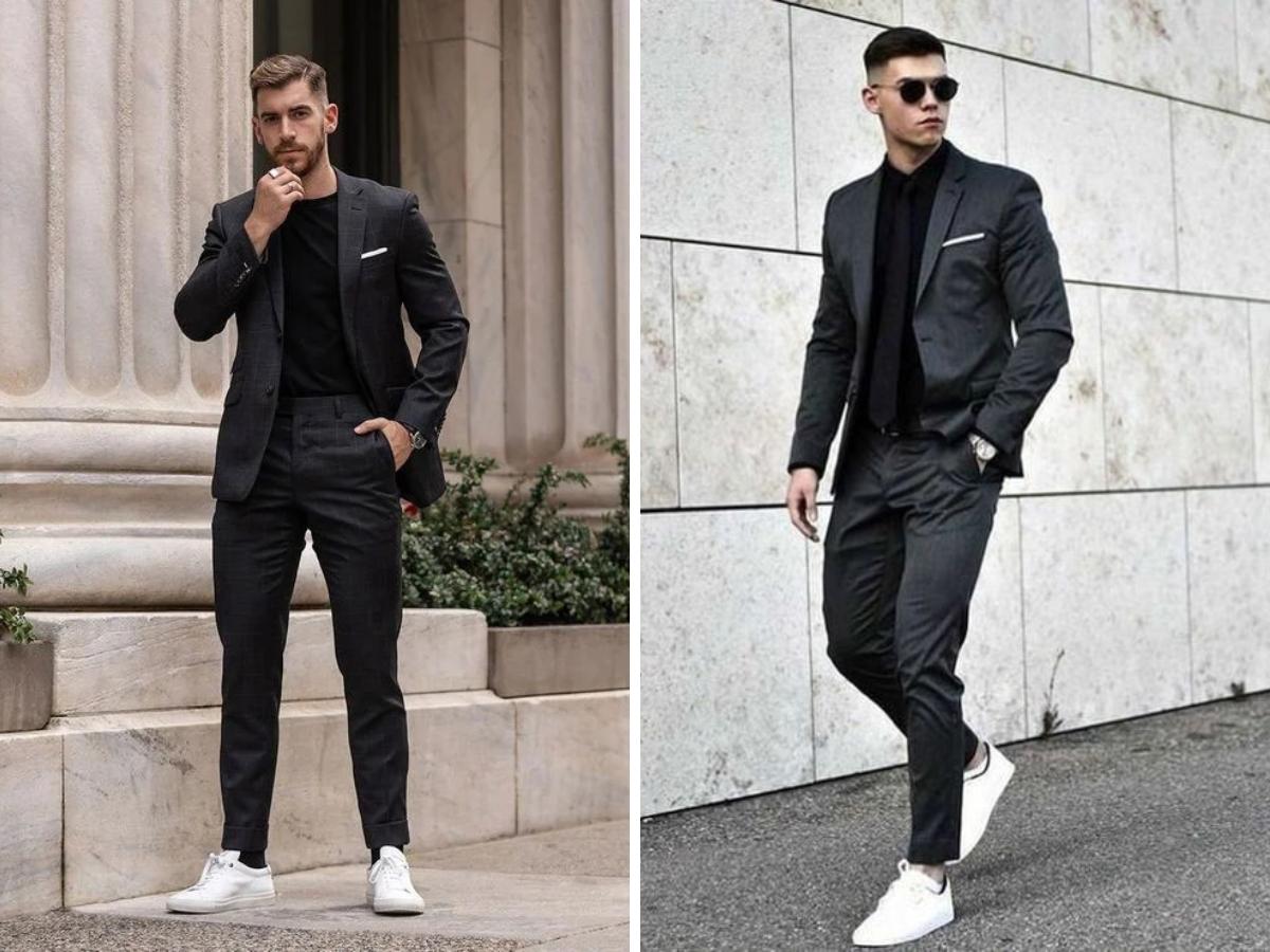 Set áo vest kết hợp với giày sneaker sẽ mang lại vẻ chỉn chu, chuyên nghiệp