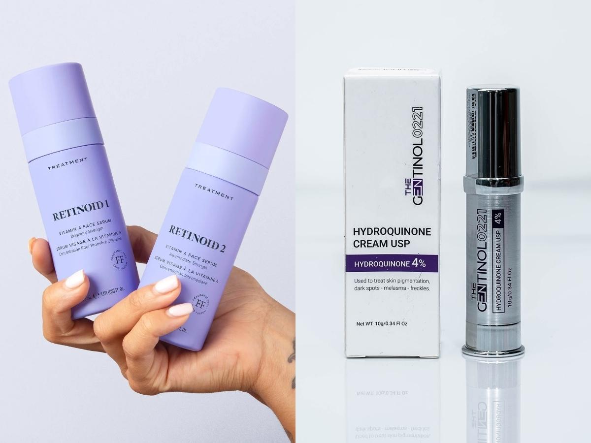 Retinoids (Retinol), Hydroquinone thường được sử dụng để điều trị các vấn đề da nghiêm trọng