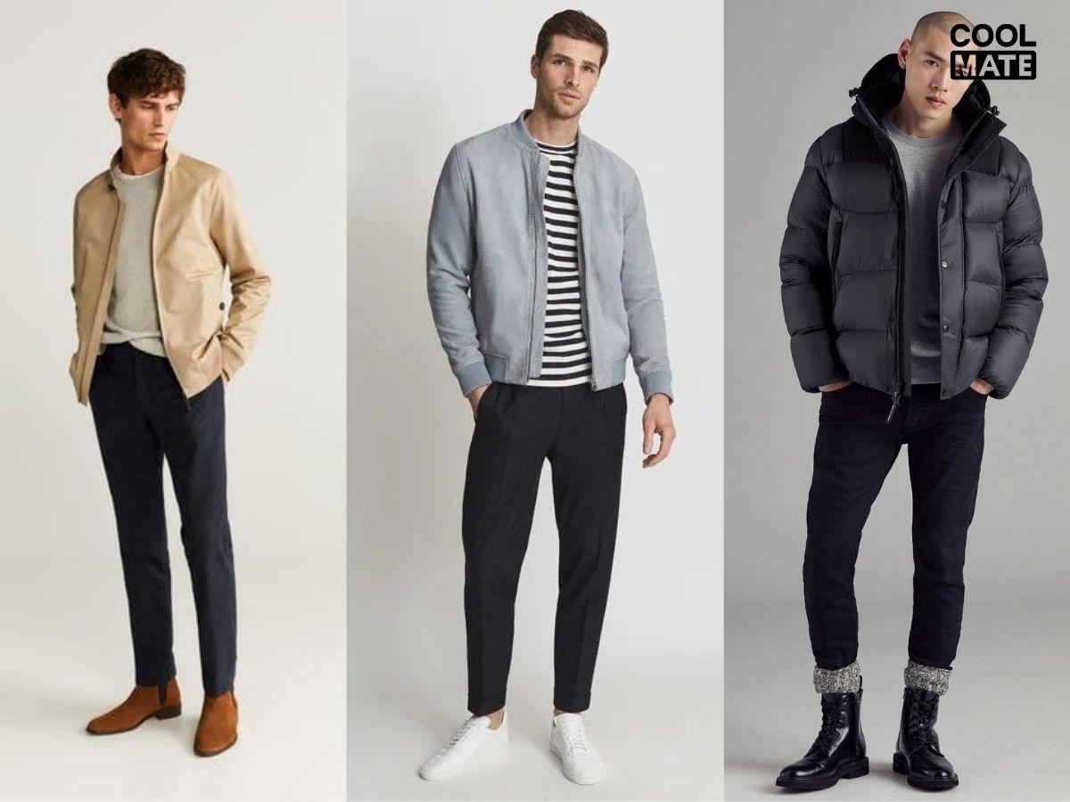 Người mẫu mặc Kaki vào mùa xuân, Bomber vào mùa thu, và áo Phao dày vào mùa đông
