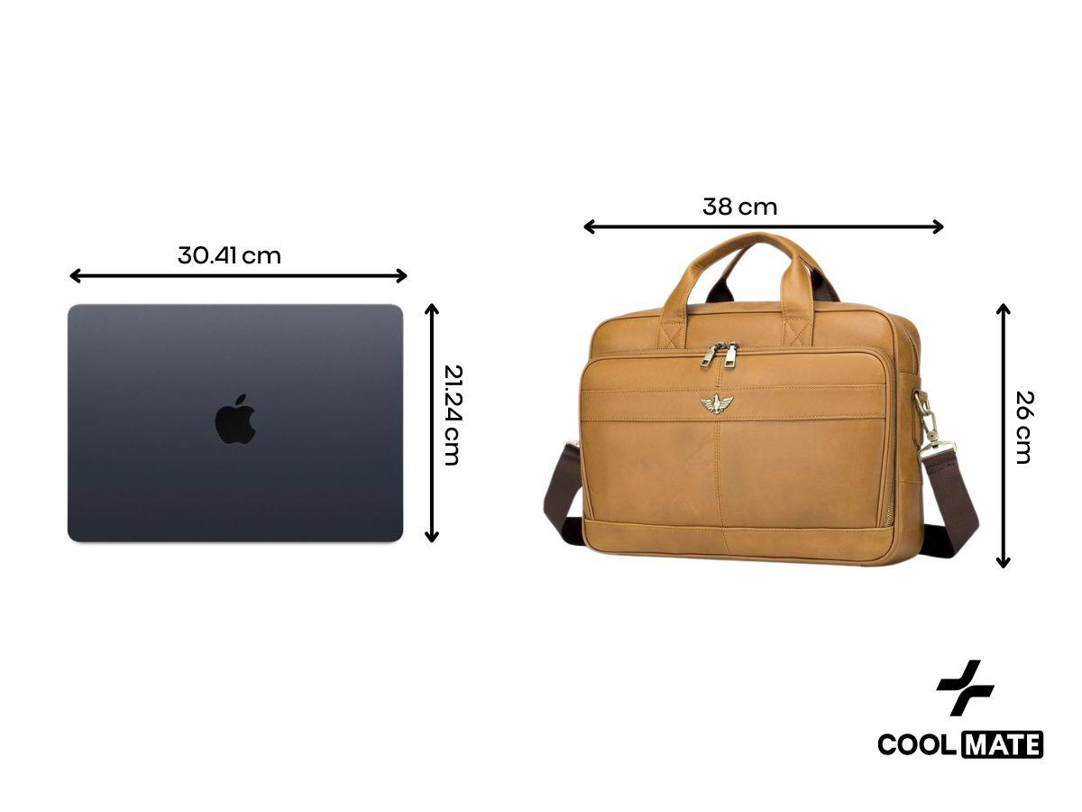 Kích thước túi messenger so sánh với laptop