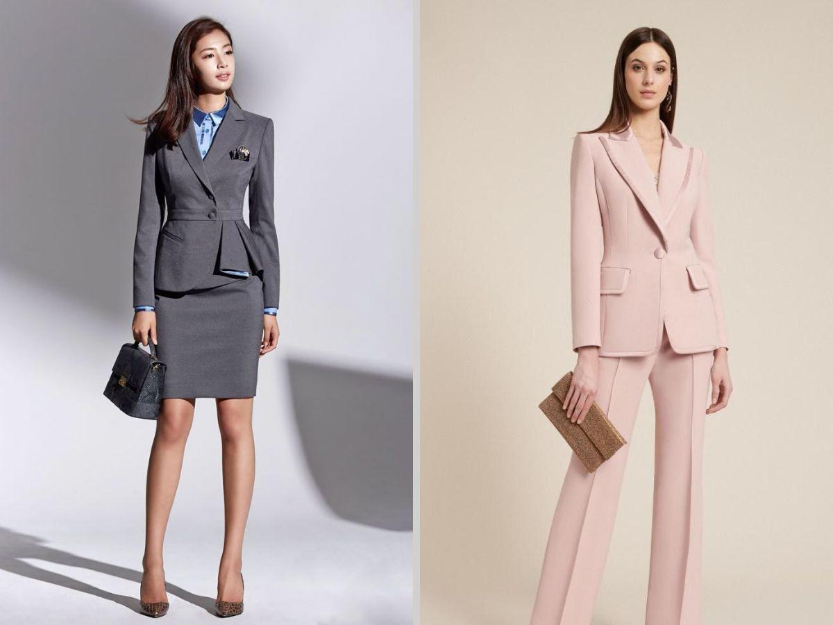 Mặc vest cùng kiểu tóc thẳng tạo sự chỉn chu