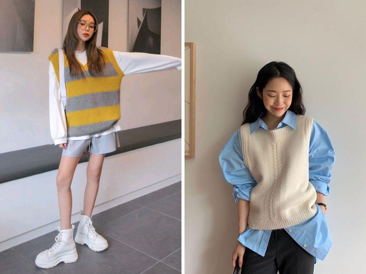 Layering cùng áo Gile len