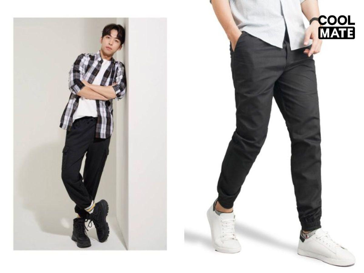 Chọn jogger slim-fit hoặc regular-fit không quá rộng, màu sắc trung tính hoặc sáng nhẹ giúp tạo cảm giác cân đối