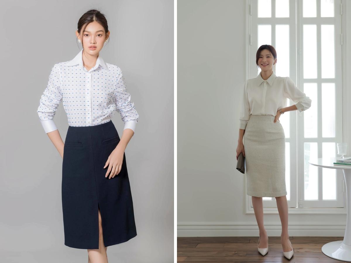 Chú ý khi phối chân váy với áo công sở