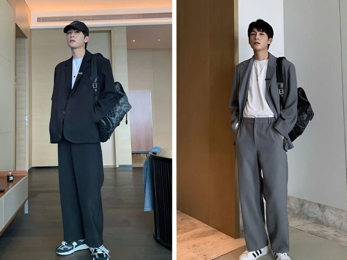 Blazer đen dáng rộng phối sneaker nâng tầm phong cách