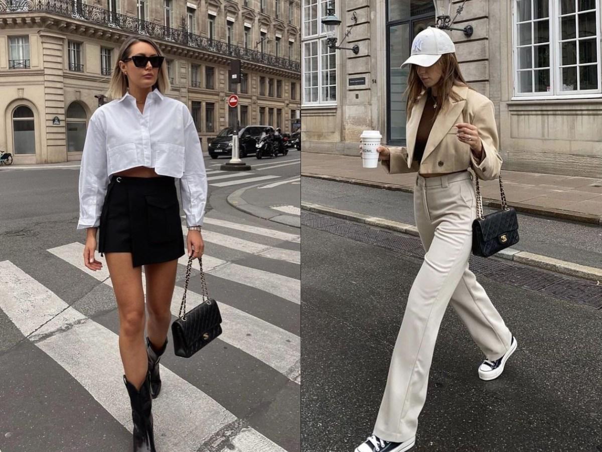 Set blazer croptop và quần tây đồng màu, phong cách công sở trẻ trung, năng động.