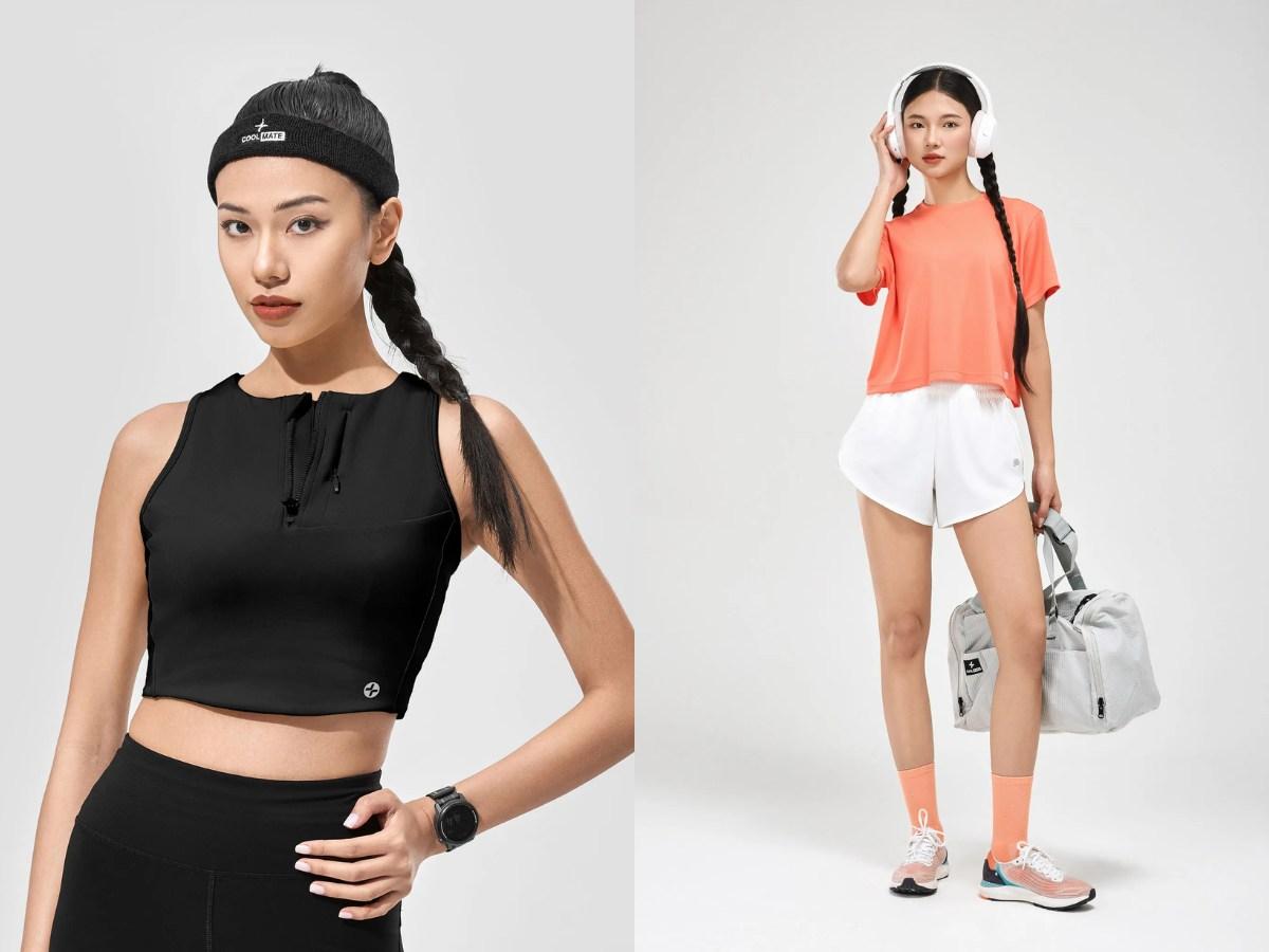 Áo croptop phối quần short thể thao  Coolmate, phong cách năng động, trẻ trung.