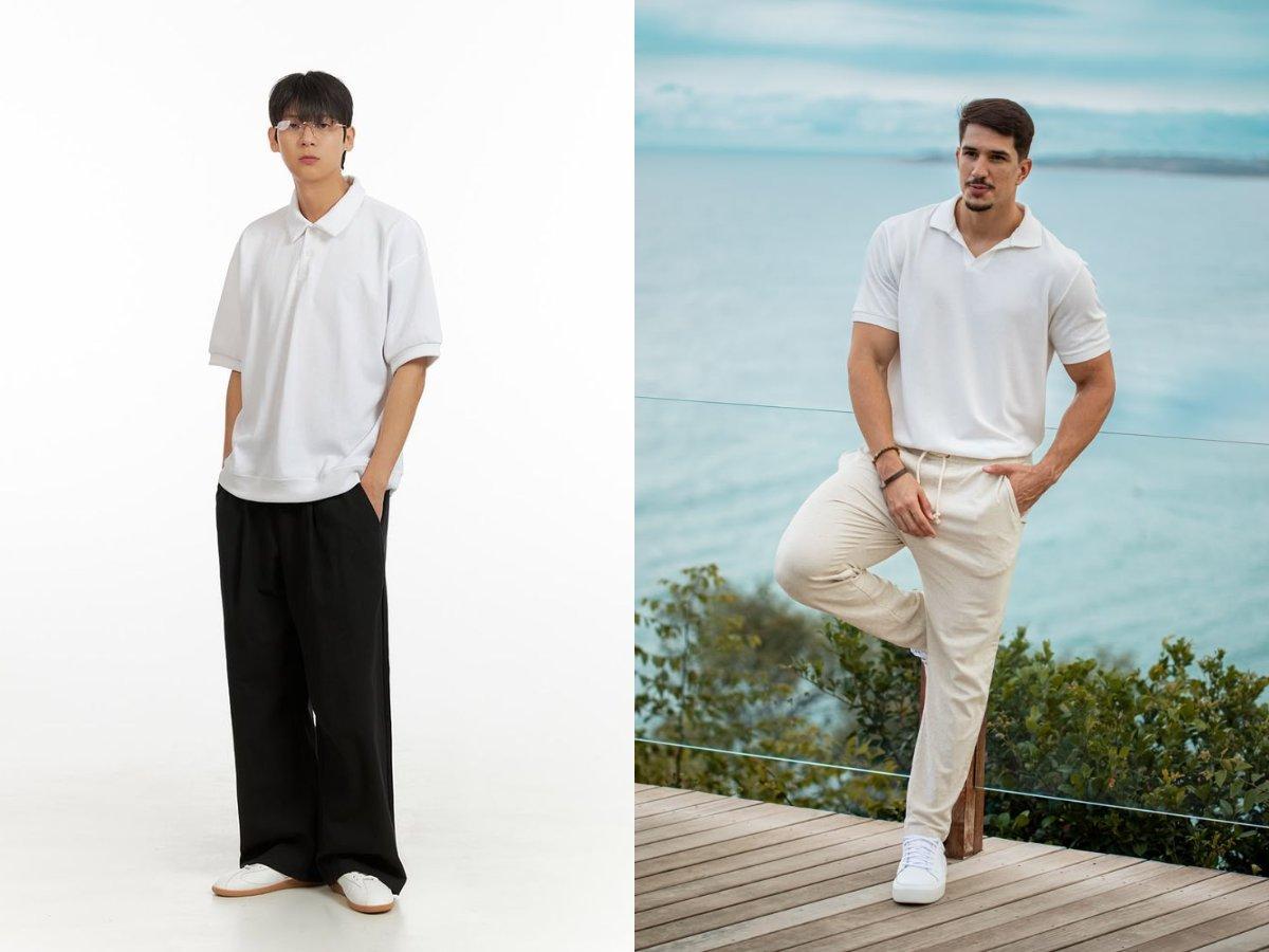Phối polo trắng với jogger hay baggy cho phong cách streetwear