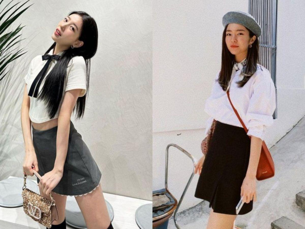 Muốn tạo vẻ thanh lịch và chỉn chu, bạn có thể kết hợp mini juyp với sơ mi hoặc áo polo