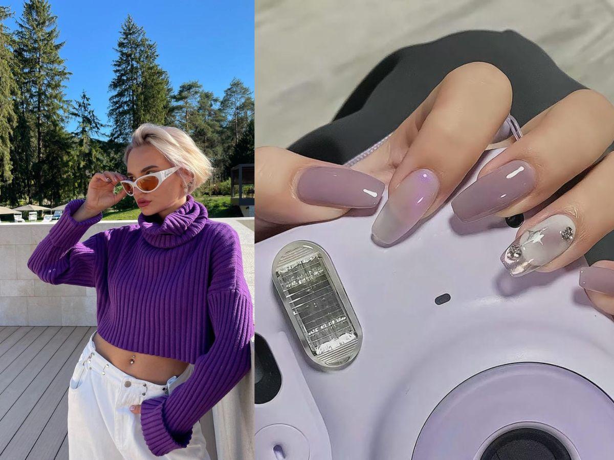 Nail tím ombre với style cá tính cho nàng cool ngầu