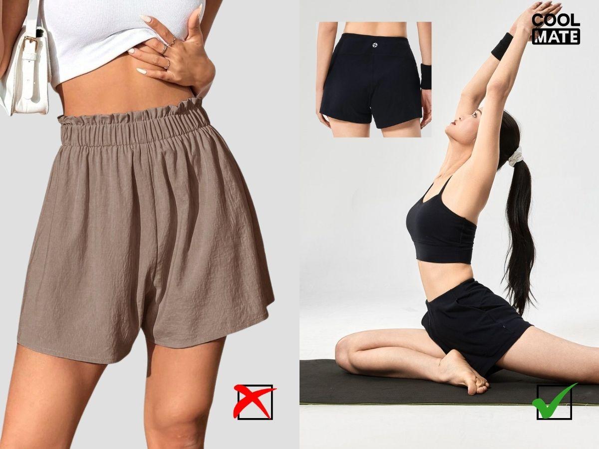 Nên mặc quần short phù hợp để tập yoga