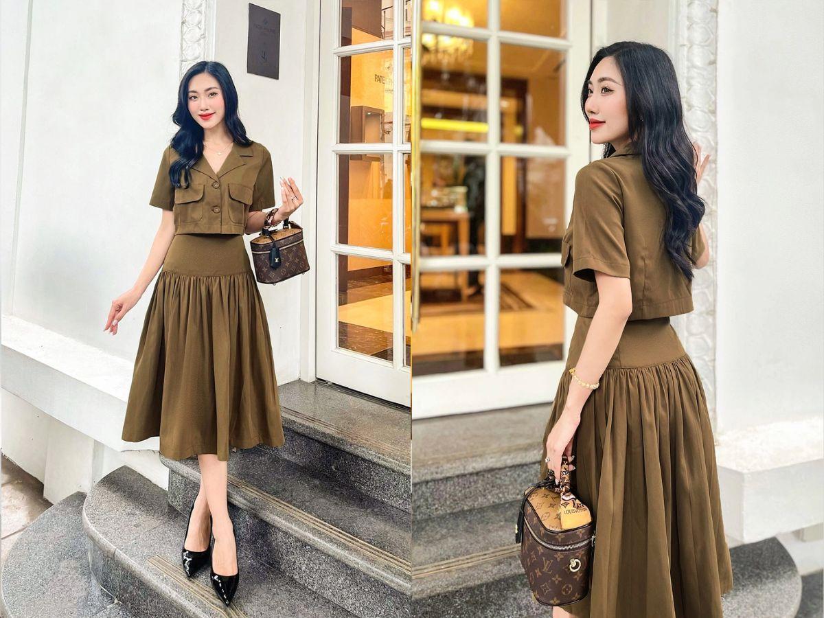  Váy xòe và bèo nhún giúp tôn tạo cân đối cho dáng tam giác ngược