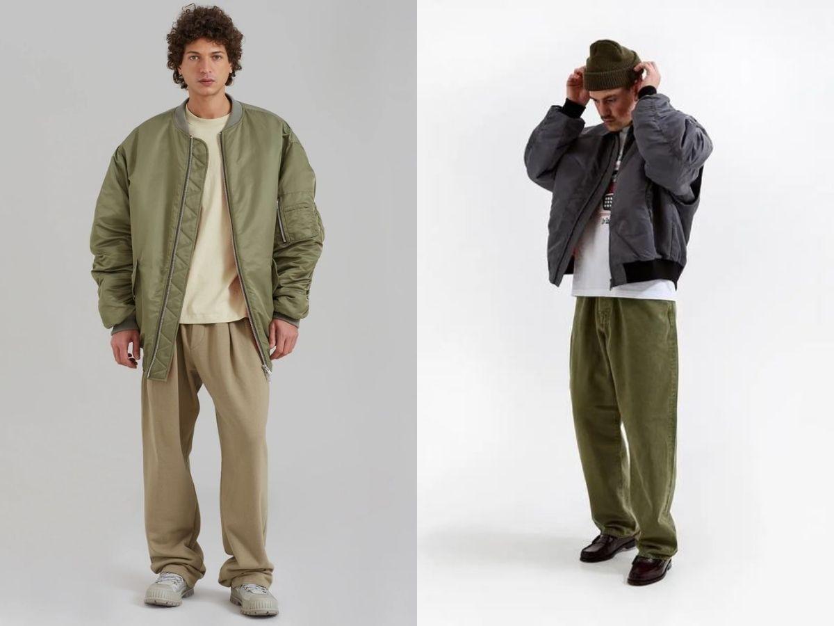 Phối áo thun cùng áo khoác bomber hoặc varsity