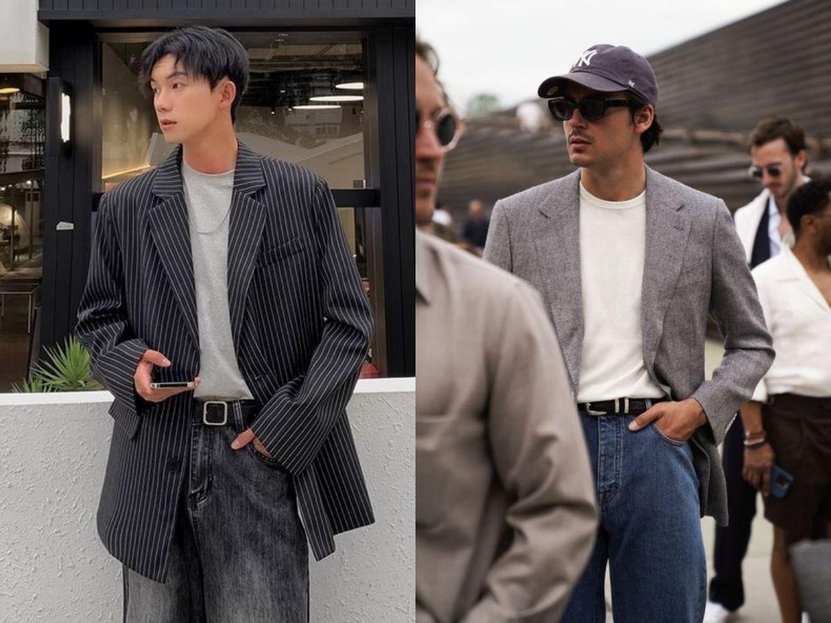 Áo thun kết hợp với áo blazer