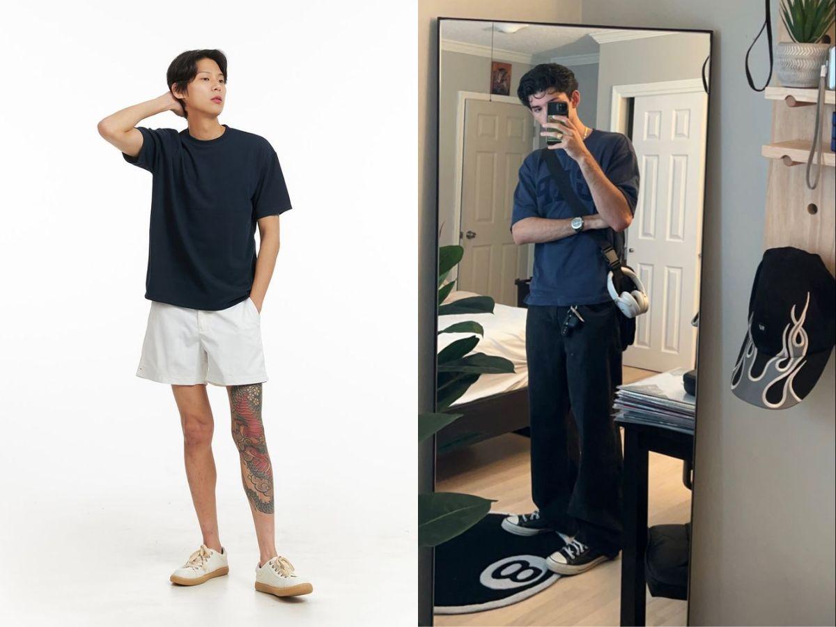 Phong cách streetwear cá tính với áo navy và quần baggy