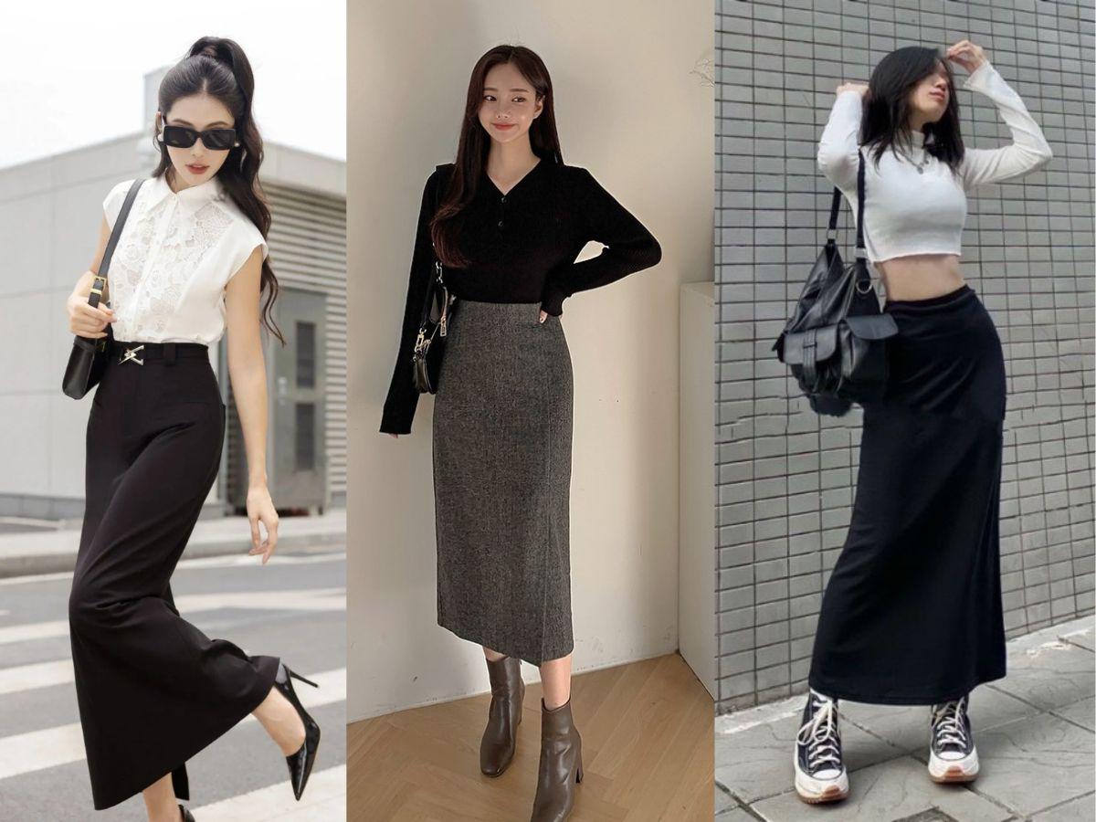 Phối giày với chân váy dài