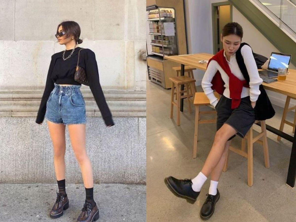 Quần short, áo thun và giày oxford cho nàng năng động