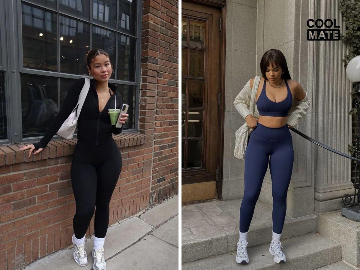 Các nàng mũm mĩm nên diện legging tối màu cạp cao và ôm gọn vòng bụng 