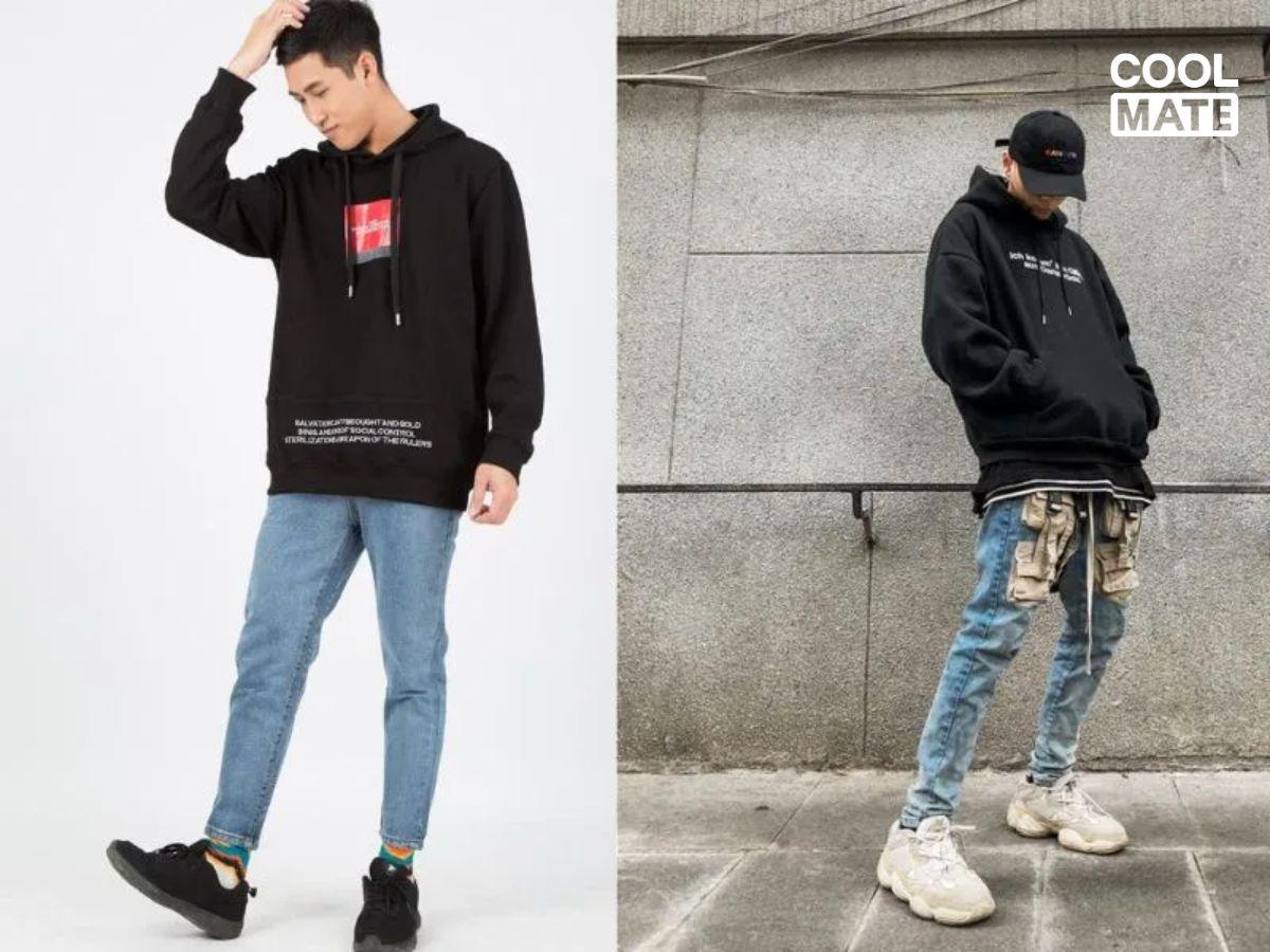 Phối quần jeans local brand với áo hoodie