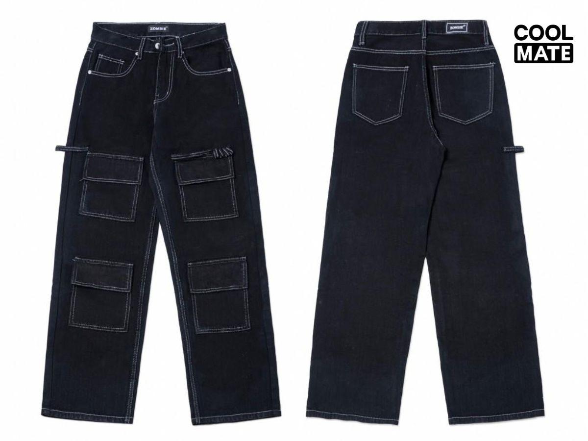 Quần jeans local brand ZOMBIE đen thể hiện phong cách streetwear bụi bặm, nổi loạn