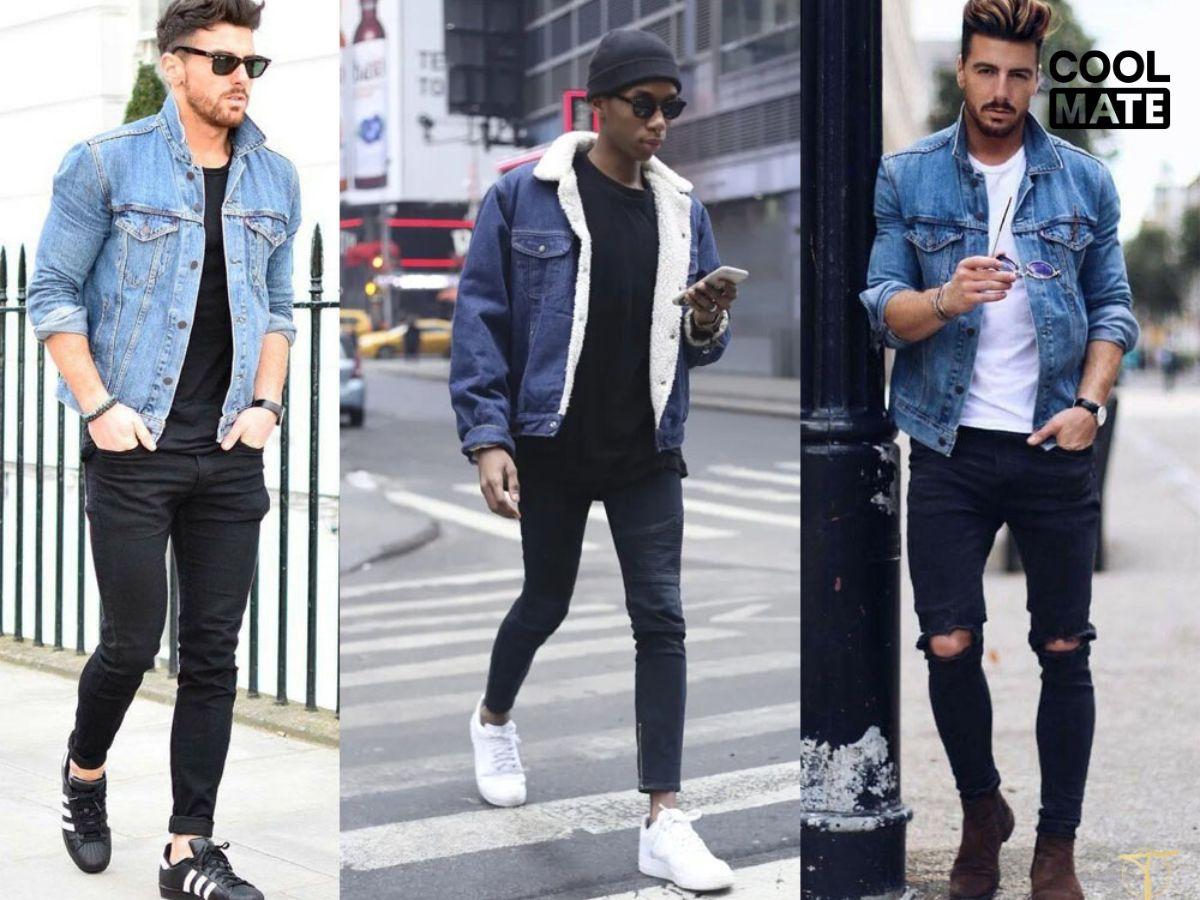 Lịch lãm hơn với áo khoác denim và quần jean ống rộng