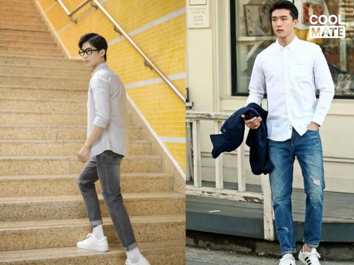 Quần jean và áo thun sơ mi mang đến sự trẻ trung, năng động