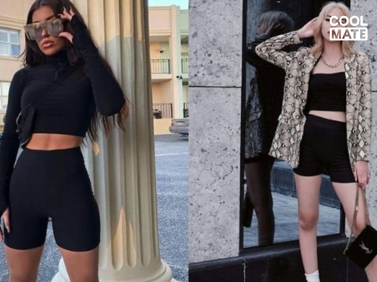 Street style ấn tượng với biker short phối áo khoác da/denim và phụ kiện cá tính