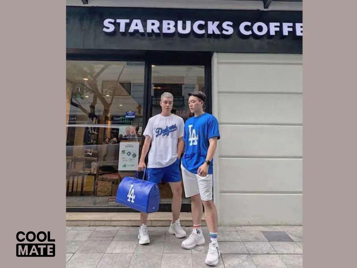 Quần short nam cùng giày sneaker chunky