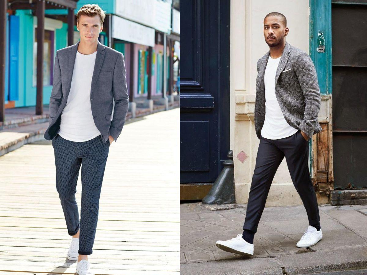 Phong cách tối giản hiện đại với áo thun, quần tây và blazer