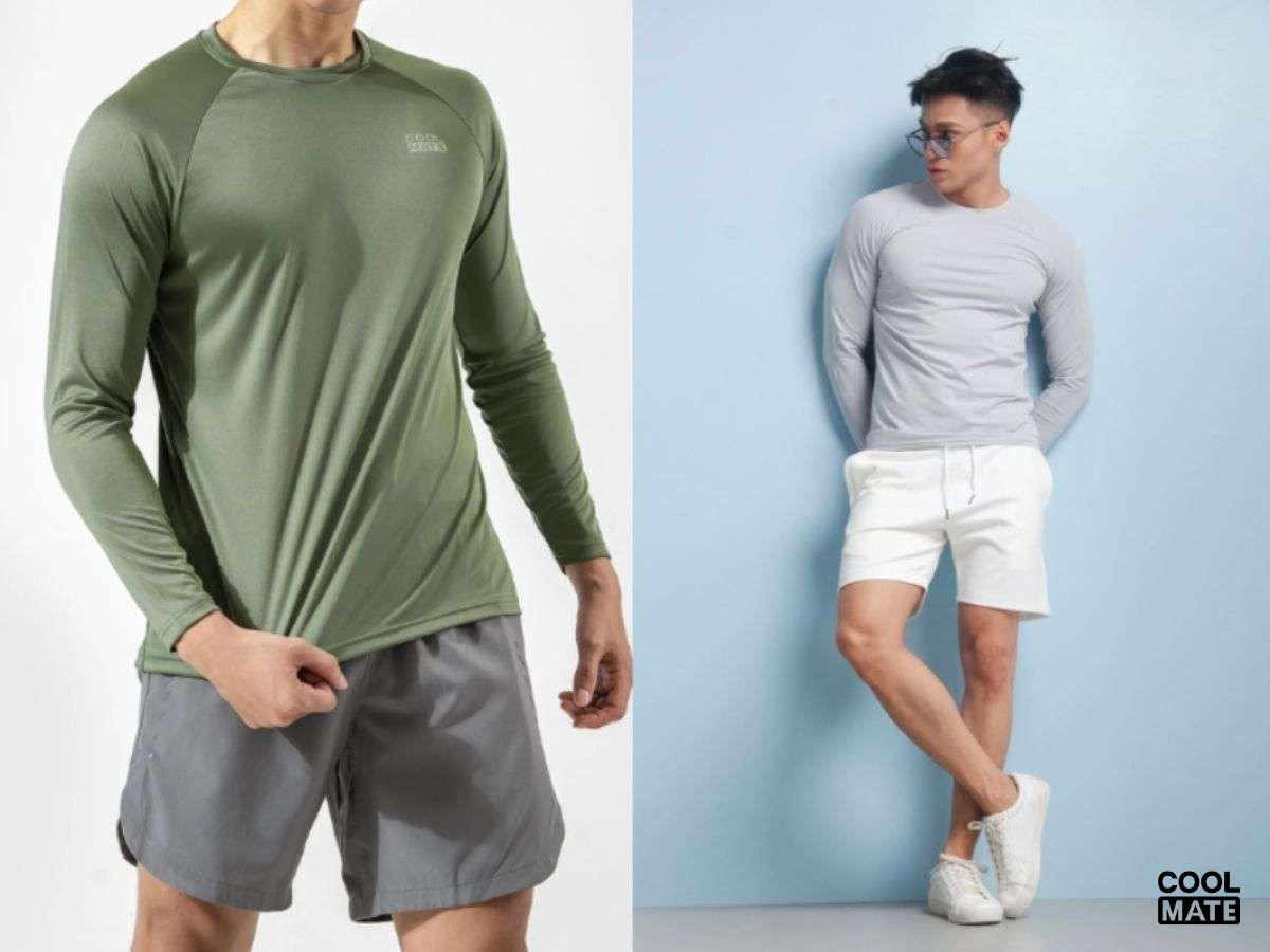 Điển trai và cá tính khi phối đồ áo thun tay dài nam cùng quần short