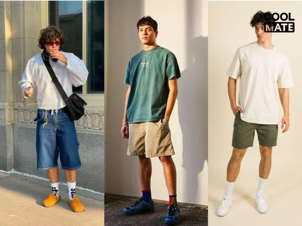 Các phong cách và chiều dài quần khi mang quần shorts jean ngắn, ngang đầu gối, qua đầu gối