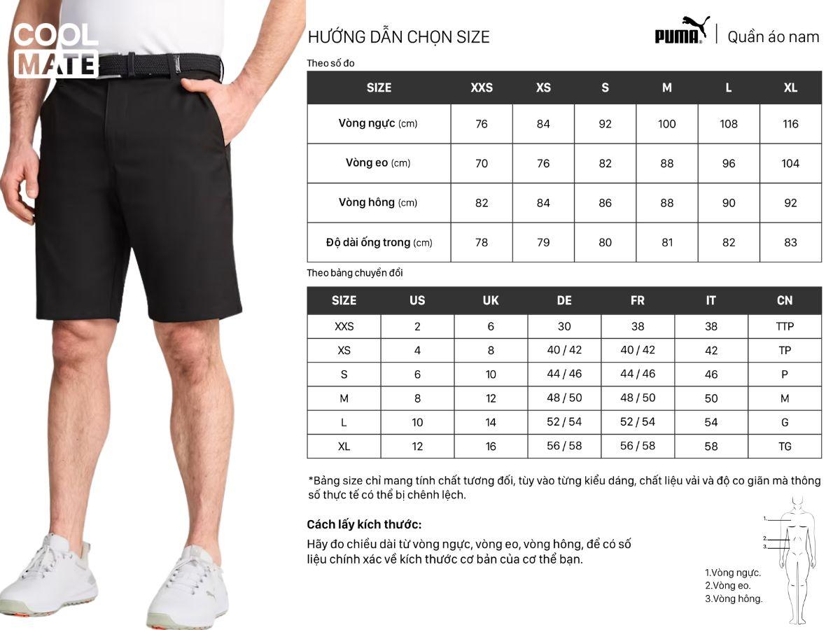 Các thông số và hướng dẫn chọn size của Puma