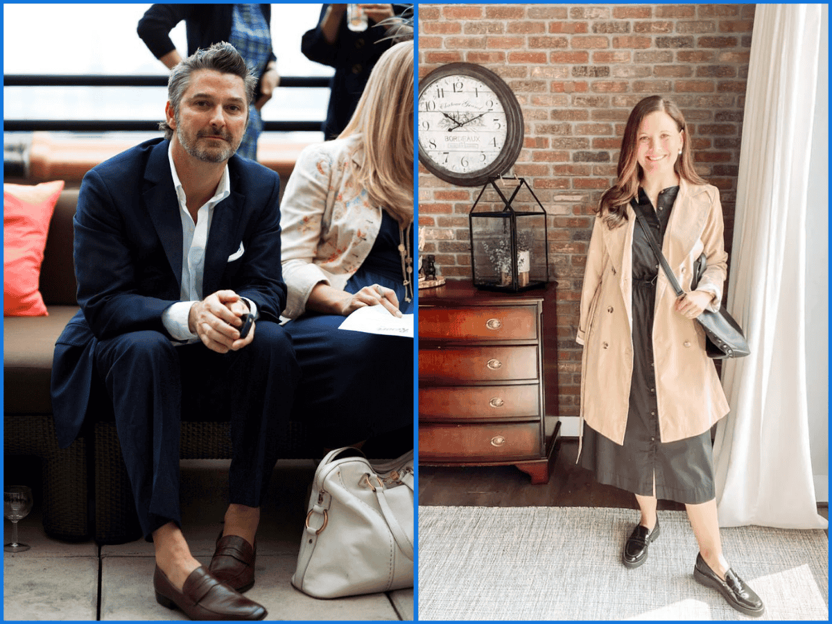 Outfit nam/nữ phối với giày lười (dùng tất lười)
