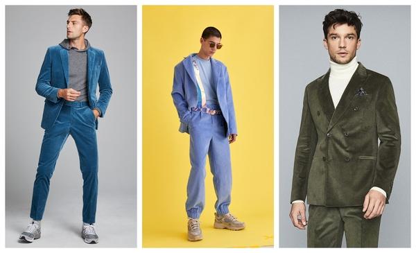 Suit nhung tăm phối với áo thun trắng, giày thể thao