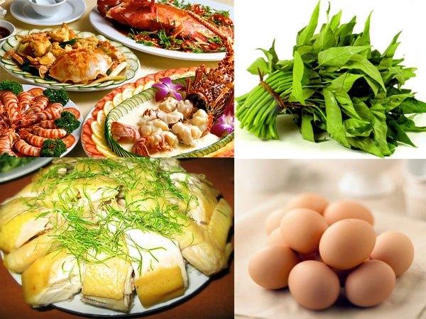 Hình ảnh minh họa cho việc không nên ăn hải sản, rau muống sau khi xăm hình