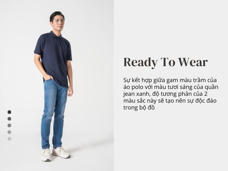 Áo polo kết hợp quần jean sáng màu