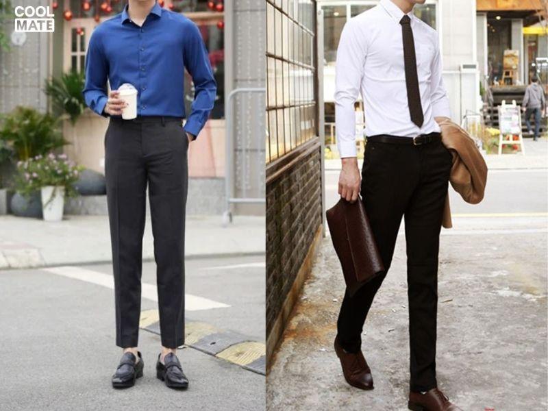 Phối sơ mi với quần tây lịch lãm