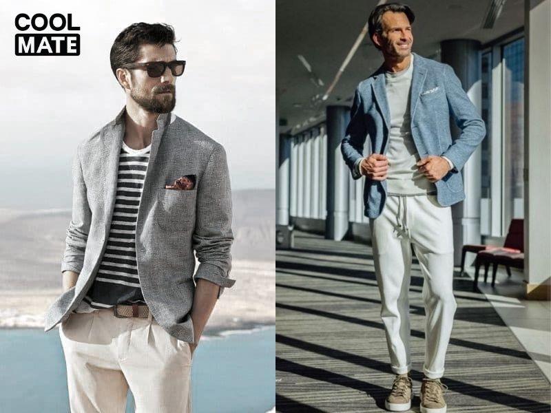 Mix quần jogger thể thao với áo blazer